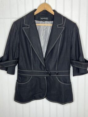 Jessica McClintock Black Blazer with White Contrast Stitching